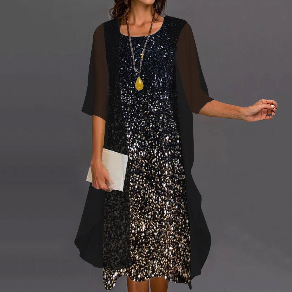 Elegant Sequin Dress Cardigan Two Piece Set