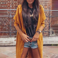 Letter Print Long Sleeve Knit Coat