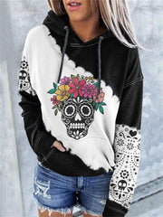 Sugar Skulls With Flowers Tie Dye Hoodie