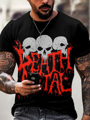 Men's Vintage Skull Death Metal Casual T Shirt