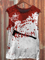 Unisex Casual Halloween Redrum Axe Bloody Print Tank Top