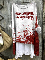 Hello Darkness, My Old Friend Blood Splatter Halloween Vintage Linen Blend Shirt