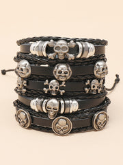 Skull Beaded Leather Bracelet