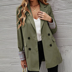 One-Button Check Paneled Casual Blazer
