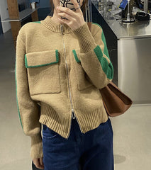 Vintage Stand-up Collar Short Cardigan Jacket
