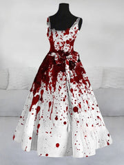 Women's Casual Halloween Blood Stained Printed Dress