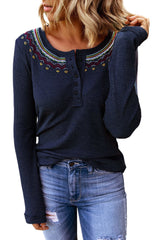 Women's Embroidered Waffle Top