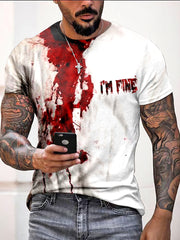 Men's  I'M Fine Bloodstain Print Halloween T-Shirt