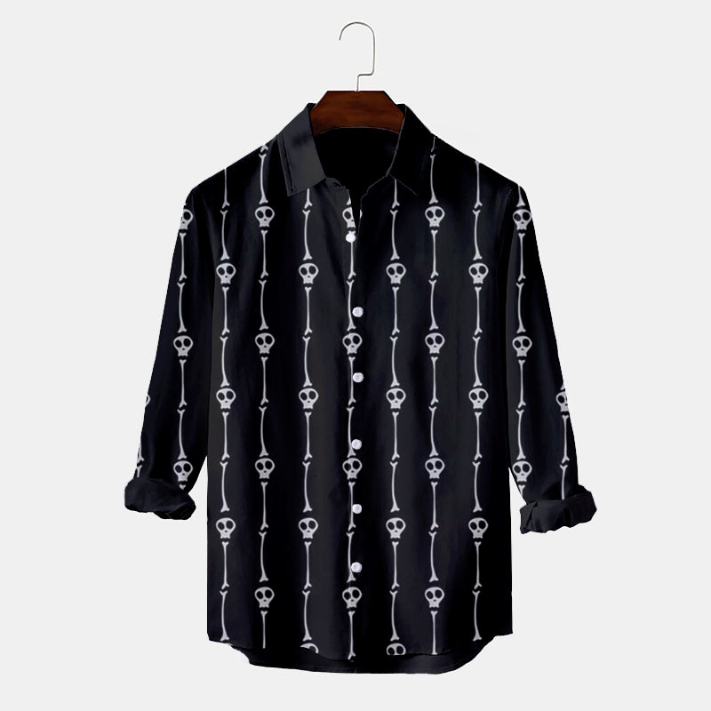 Halloween Stripe Print Black Long Sleeve Shirt