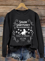 Salem Sanctuary For Wayward Cats Ferals & Familiars Elcome Est 1692 Halloween Sweatshirt