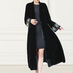 Embroidered Ethnic Mid Length Loose Kimono Duster