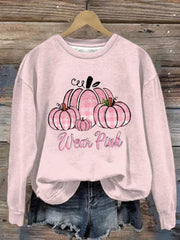 Wear Pink Pumpkin Graphic Crew Neck Sweatshirt