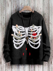Halloween Skeleton Embroidered Cozy Sweater