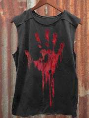 Men's Bloody Handprint Art Print Halloween Vest