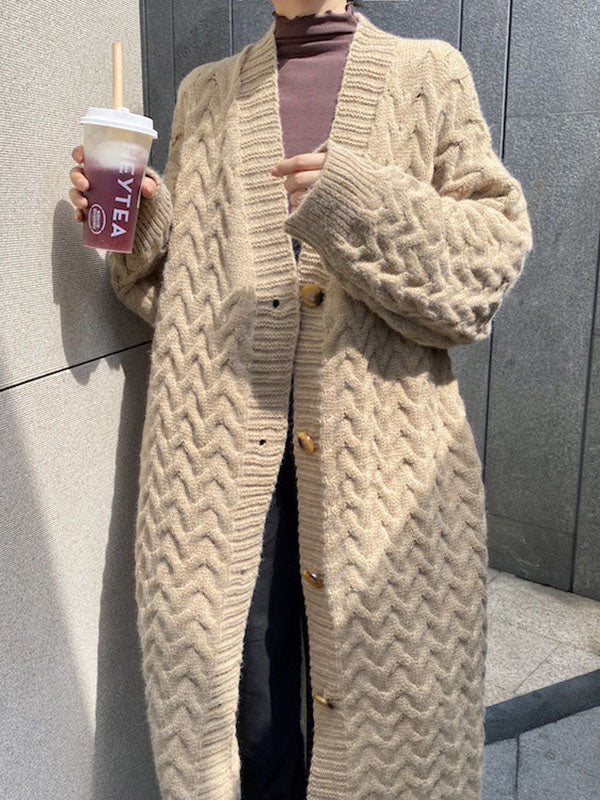 Long Twist Knit Sweater Thick Wool Sweater Cardigan