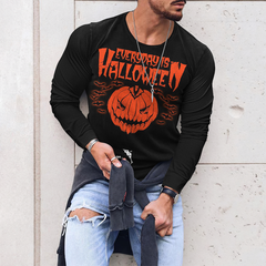 Men's Halloween Pumpkin Print Long Sleeve T-Shirt
