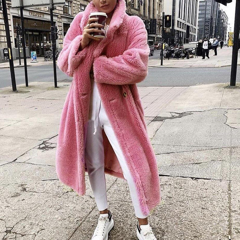 Casual Lapel Plush Long Coat