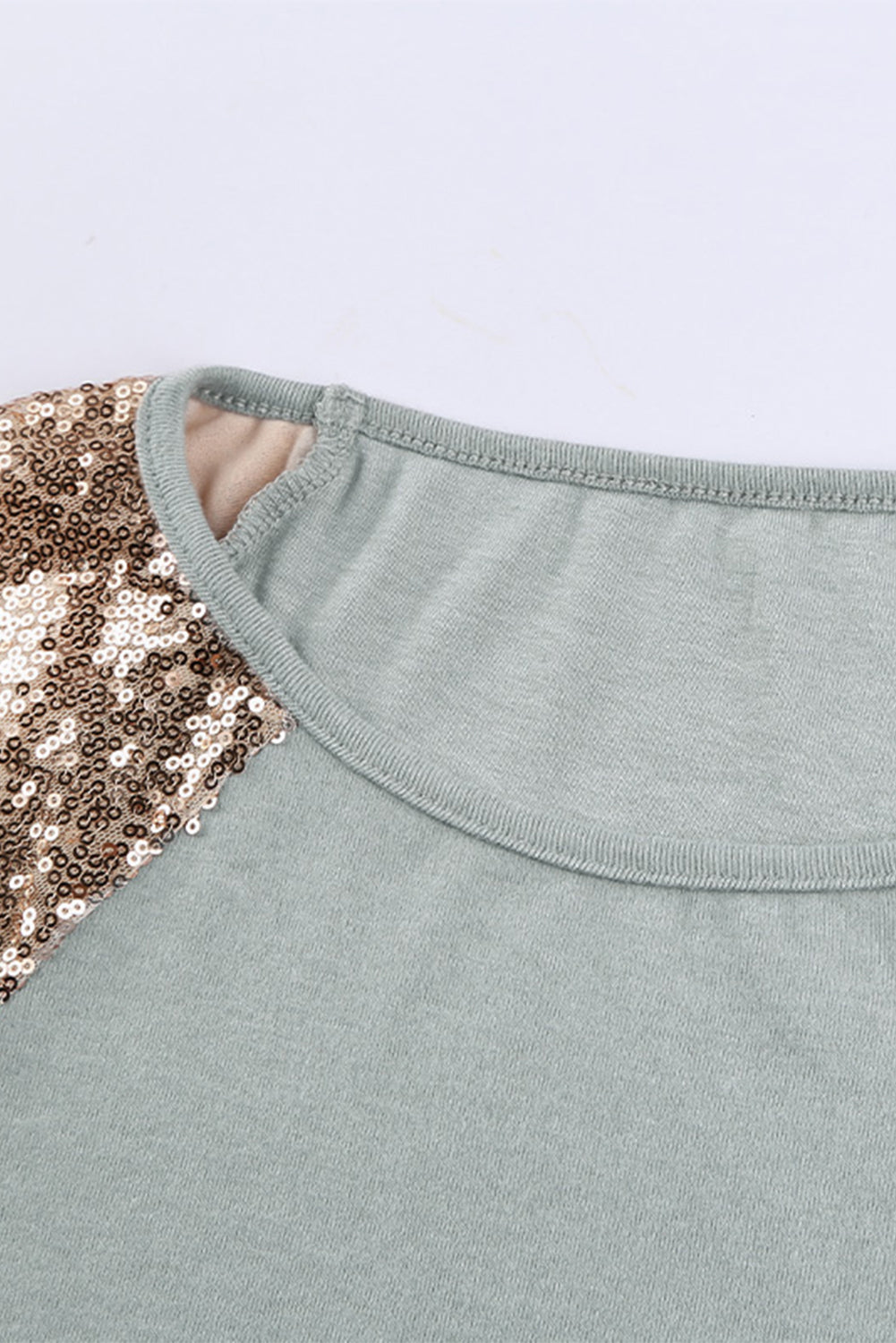 Women's Women Gray Sequin Shoulder Long Sleeve Top