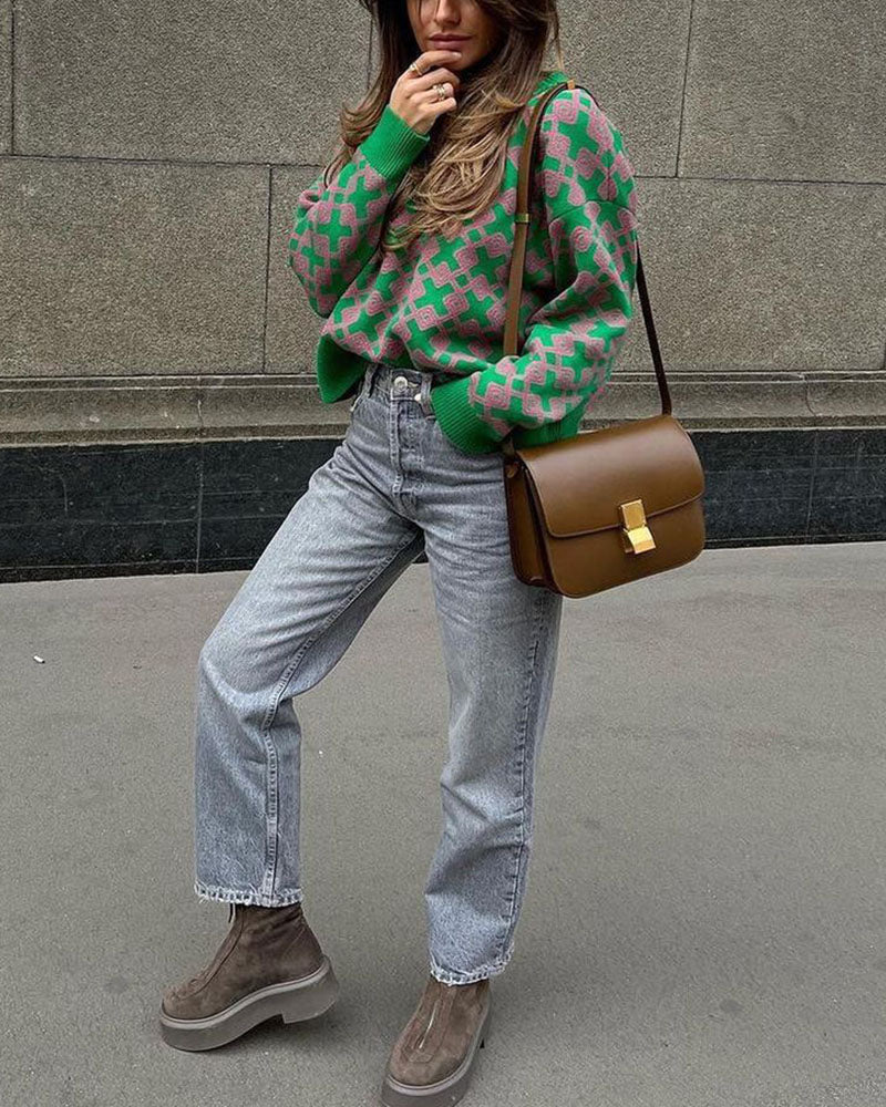 Chic on-trend jacquard sweater
